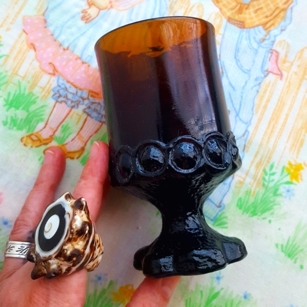 🌙Vtg Root Beer Brown Glass Footed Cocktail Glass